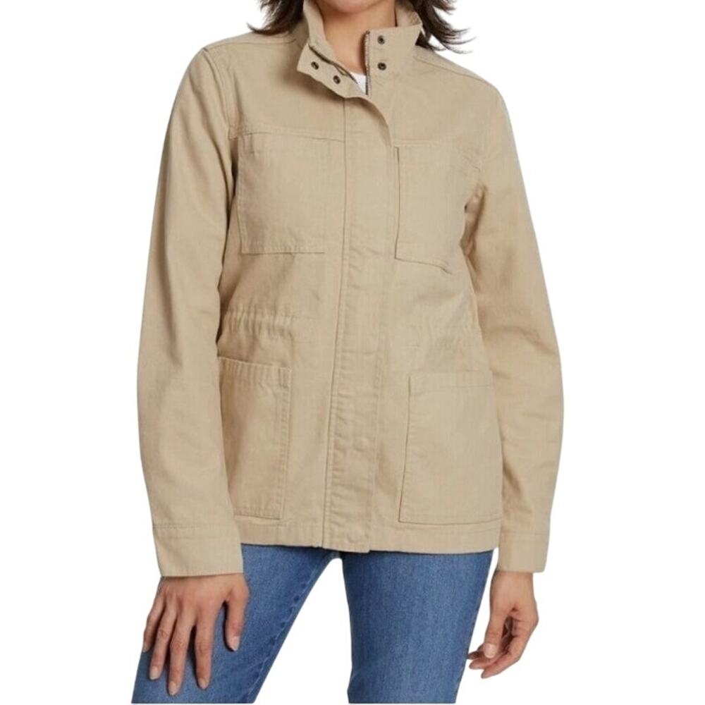 Vintage X America Womens Cream Canvas Anorak Jacket Large